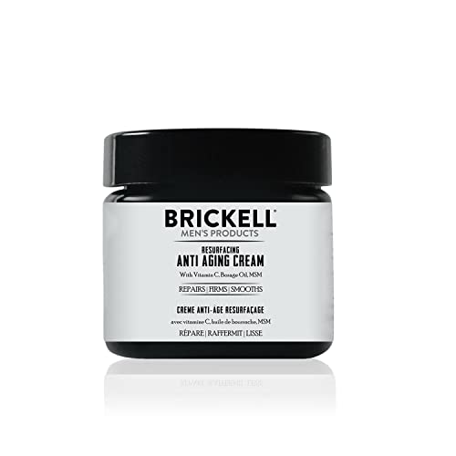 Brickell Men's Products Resurfacing Anti-Aging Face Cream For Men, Face Moisturizer For Wrinkles, With Vitamin C, Jojoba Oil, and Pro-Vitamin B5, 2 Ounce, Unscented