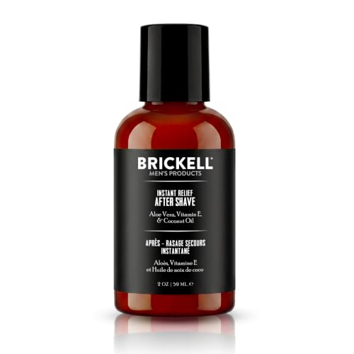 Brickell Men's Instant Relief Aftershave for Men, Soothing After Shave Balm to Prevent Razor Burn, With Aloe, Vitamin E, and Hyaluronic Acid, 2 Ounce, Unscented