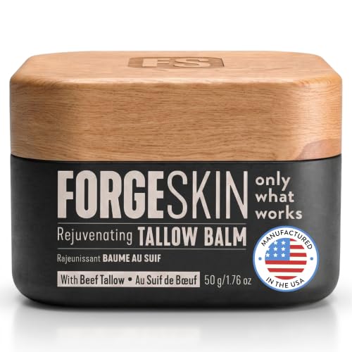 Forge Skin Beef Tallow Balm Skin Moisturizer for Men, Anti Aging Wrinkle Defense - Face & Body Skincare Hydration Cream, 100% Grass-Fed Lotion, Paraben-Free, Helps Minimize Look of Fine Lines, 1.7 oz