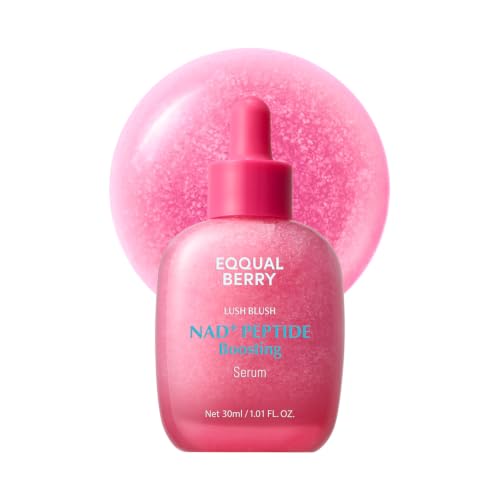 EQQUALBERRY NAD+ Peptide Boosting Facial Serum, 1.01 fl oz | Anti-Aging Serum for Sagging & Crepey Skin, Firming & Lifting for Face, Neck & Hands, NAD+, 14 Peptides, Korean Skincare