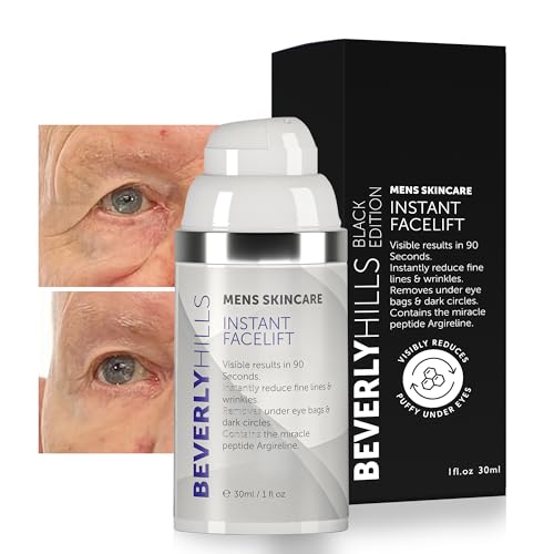 Beverly Hills Mens Instant Facelift and Eye Serum Treatment for Dark Circles, Puffy Eyes, and Wrinkles