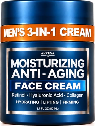 Mens Face Moisturizer Cream - Anti Aging Cream with Retinol & Collagen | Lightweight After Shave Lotion for Men - Hydrating, Firming & Wrinkle Repair - Day & Night Facial Men Skin Care, 1.7 oz